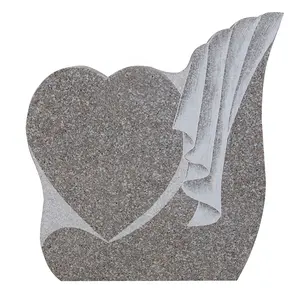 customized design Pink Granite Heart Shaped Types Memorial Headstone UK For Graves