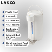 Bouilloire Électrique LANCO en Acier Inoxydable 3L avec Fonction Maintien au Chaud et Protection Anti-Ébullition à Sec, Thermo Pot Numérique pour Usage Domestique et Hôtelier