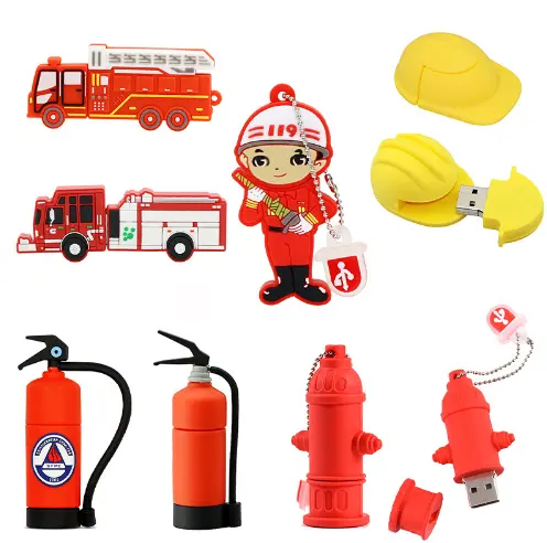 Classic Fire Extinguisher Shaped PVC USB Flash Drive 2G 4G 8G 16G Capacities 64GB   32GB Built-in Memory Promotional Gift