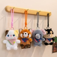 Porte-clés animaux mignons et parfumés de 10-15 cm, taille poche, en peluche (chat, pingouin, chien, lapin), breloques de sac et pendentifs de voiture