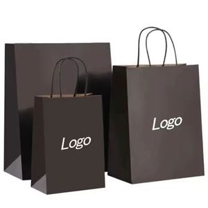 Bolsas de Papel Kraft con Asas Marrones Recicladas Ecológicas con Logotipo Personalizado, Bolsas de Embalaje de Lujo para Comida para Llevar y Regalos/Manualidades - Product Image 1