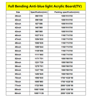 58 60 65 70 75 77 85 86 pouces protecteur d'écran de télévision acrylique anti-rayures suspendu Anti lumière bleue LCD TV filtre protecteur d'écran