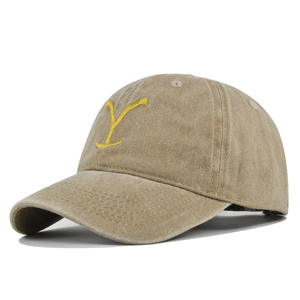 Casquette de baseball vintage à 5 panneaux en sergé Yellowstone <span class=keywords><strong>Dutton</strong></span> Ranch Style ethnique en détresse coton lavé broderie incurvée à la mode - Product Image 4