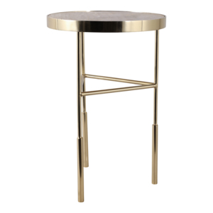 Elegant Pedestal Cocktail <b>Table</b> <b>Round</b> Top With Raised Rim <b>Gold</b> Finish <b>Side</b> <b>Table</b> For Living Room Or Bedroom - Product Image 3
