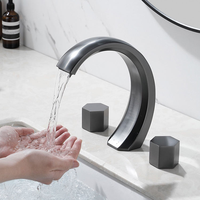 Robinet de lavabo de salle de bain moderne à double poignée en laiton avec cartouche céramique, à 3 trous, pour montage sur comptoir