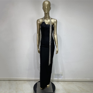 Women Sexy Halter Diamond Chain Bandage <strong>Dress</strong> Backless Patchwork Sleeveless Clothes Evening Party <strong>Dresses</strong> - Product Image 2