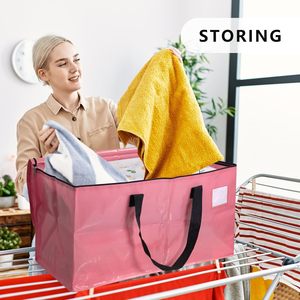 Chất Lượng Cao Bán Buôn Quá Khổ Trong Suốt PP Dệt Di Chuyển Túi Tái Sử Dụng Lưu Trữ Di Động Túi Hành Lý Cho Di Chuyển Và Du Lịch - Product Image 5