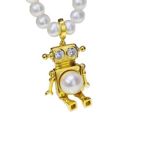 31360 Accesorios de Perlas DIY, Colgante de Plata S925 con Cuentas Redondas de 9-10 mm, Colgante de Robot de 4 mm, Bandeja Vacía para Joyería - Product Image 5