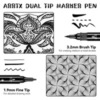 Ensemble de stylos marqueurs à double pointe Arrtx AACM-03-8BK Fineliner acrylique Pigment Art Marker Pen & Brush Paint Marker Pen Set