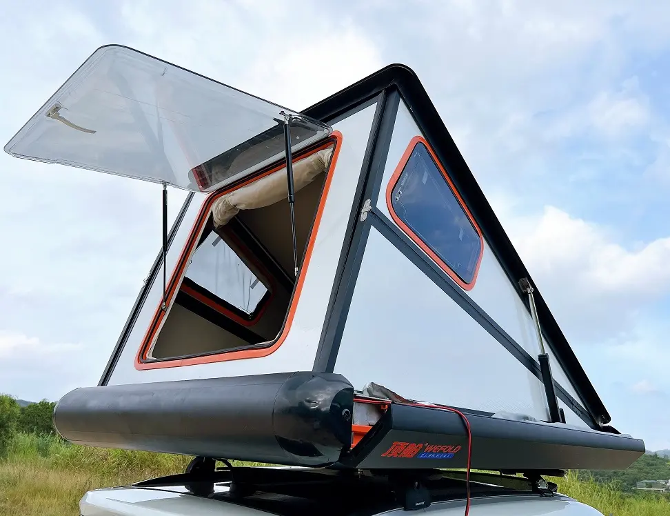 Fai da te 2-4 persone impermeabile 4wd auto campeggio Flat Top pieghevole baldacchino automatico in alluminio pieno guscio duro tenda da tetto con tenda da sole