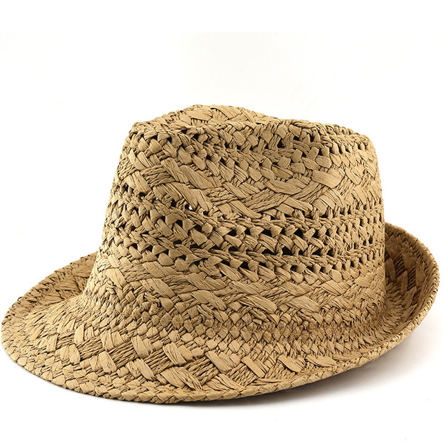 2026 Spring Summer New Arrival Woven Paper Straw Trilby Hat for Men Outdoor Beach Travel Sun Hat