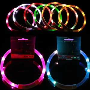 Hot Selling LED USB Rechargeable Dog Collars For Night Walking Reusable Safety Necklace For Small Large Dogs