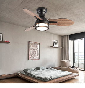 Pequeño ventilador de techo con luz y control remoto Negro Vintage Farmhouse Chandelier Bar Restaurante Industrial LEDCeiling Fan - Product Image 2
