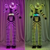 Disfraz de Robot LED de Alta Calidad con Luces Láser Iluminadas RGB, Control Remoto, Batería Recargable, Traje de Zancudo