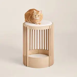 ODM और OEM पालतू फर्नीचर आधुनिक सॉलिड ओक लकड़ी बिल्ली कुर्सी फर्नीचर कुत्ता बिल्ली बिस्तर
