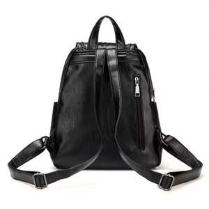 Wholesale New Cheap Bag with Tassel <b>Black</b> Fashion College Bags Leather <b>Backpack</b> for <b>Women</b> School Bag - Product Image 4