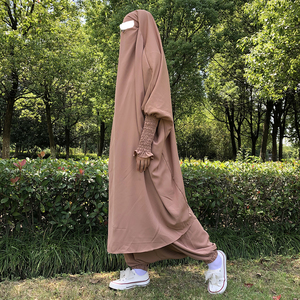 Ensemble deux pièces pour pantalon Niqab avec cordons, grande taille, <span class=keywords><strong>Abaya</strong></span> de prière en Nida de haute qualité, Vêtements musulmans islamiques en gros, Mowing - Product Image 3