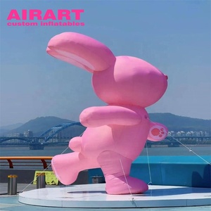 Pembe renk olaylar dekorasyon maskot şişme büyük tavşan, paskalya için şişme sevimli tavşan hayvan şekilli balon - Product Image 1
