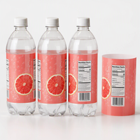 Étiquettes thermorétractables personnalisées pour eau pétillante au pamplemousse, manchons brillants en PVC PETG pour bouteilles de boissons