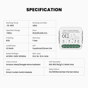 <span class=keywords><strong>Interruttore</strong></span> WiFi Smart Tuya per Tende e <span class=keywords><strong>Tapparelle</strong></span> Motorizzate, Modulo Switch 1-2 Gang - Product Image 6