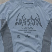 T-shirt Homme Rétro Personnalisé à Impression Numérique avec Logo sur la Poitrine, Coupe Boxy, Manches Courtes, Effet Délavé Vintage, Panneaux Color Block, pour Usage Quotidien