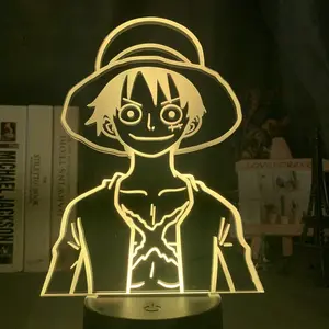 7 Color Changing One Piece Japan Anime 3d Illusion Night Lamp Led Light 3D Acrylic Board