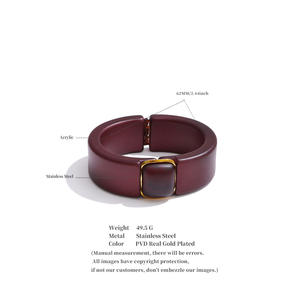 JINYOU 1810 gelang akrilik baja tahan karat elegan wanita gelang manset tepi emas tebal perhiasan gelang gaya antik untuk hadiah - Product Image 6