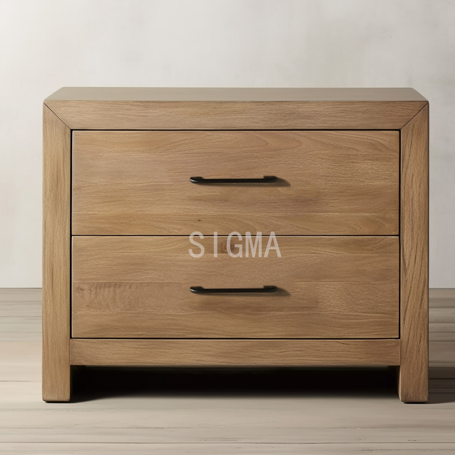 2-drawers vintage solid wood nightstand bedroom furniture modern solid oak wood bedside table storage nightstand