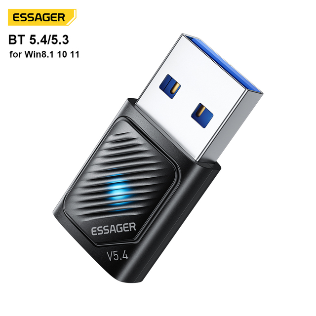 ESSAGER ES-BT16 Wireless Bt 5.3 Receiver Transmitter Laptop Usb Blue Tooth 5.4 Adapter for Pc Computer Win8.1 10 11