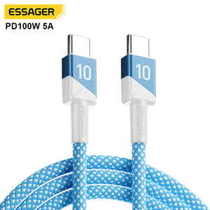 Câble de charge rapide USB-C vers USB-C ESSAGER ES-X79 1M 2M pour téléphone portable, ordinateur portable, 100W 5A, pour <span class=keywords><strong>iPhone</strong></span> 15 16 17 - Product Image 1