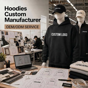 Felpa Personalizzata Cenloong con Spalle Scese, Oversize, Nera, Stile Streetwear, con Cappuccio per Uomo - Product Image 1