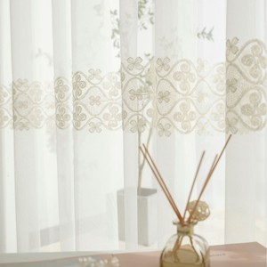 Cortinas de gasa bordadas de 100 cm x 270 cm translúcidas para sala de estar, dormitorio, balcón - Product Image 4