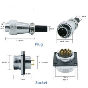 Ws24 hàng không cắm ổ cắm <span class=keywords><strong>2</strong></span>/<span class=keywords><strong>3</strong></span>/4/9/10/12 Pin kim loại vuông mặt bích khung gầm Bảng điều khiển gắn kết hàng không cáp kết nối - Product Image 2