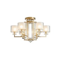Lámpara de Techo Moderna de Lujo con Cristales y Latón, Lámpara LED Colgante para Sala de Estar, Hotel, Restaurante, Villa, Iluminación Interior