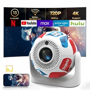 Projecteur de style football JY360 4K Smart Android 13 200 Lumens USB sans fil avec correction automatique de la distorsion trapézoïdale pour la maison, l'extérieur et les fêtes - Product Image 1