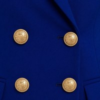 Женский костюм-двойка: двубортный пиджак и брюки с широкими штанинами, королевский синий цвет, золотые пуговицы, асимметричный подол, оптовая продажа Jinyuan