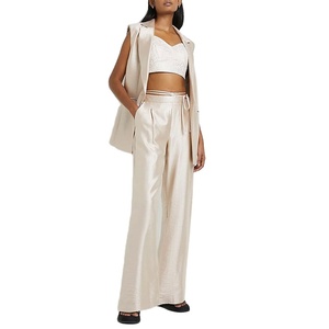 Venta <span class=keywords><strong>al</strong></span> por mayor de moda elegante señoras <span class=keywords><strong>Oficina</strong></span> abrigo de las mujeres traje de color personalizado dorado tallado sin mangas blazer para las mujeres - Product Image 4