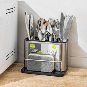 Panier à couverts en acier inoxydable M310 avec support pour éponge pour rangement de cuisine - Product Image 3