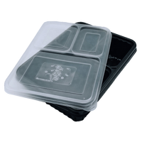 Boîte à lunch pour restauration rapide à 3 compartiments, emballage alimentaire en plastique thermoformé à emporter
