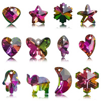 Zhubi volcan Fuchsia brillant Multi formes pendentif perles de verre cristal papillon étoile lune coquille coeur perles pour la fabrication de bijoux