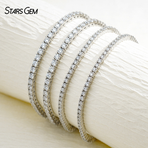 Bracelet tennis en argent S925 Starsgem avec diamants de 2 mm et 2,8 mm, taille ronde, DEF VS, certificat IGI, diamants cultivés en laboratoire - Product Image 5