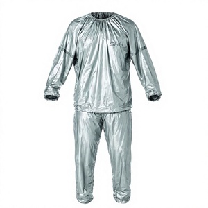 Custom <b>Silver</b> Sauna Suit Men’s Sweat Training Tracksuit Metallic Pullover <b>Jacket</b> Pants Set Thermal Gym Workout Weight Cut - Product Image 1