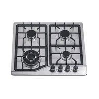 Cuisinière encastrable professionnelle à gaz 4 brûleurs en acier inoxydable et fonte émaillée avec protection anti-extinction de flamme