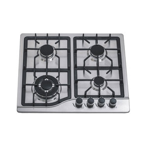 Cuisinière encastrable professionnelle à gaz 4 brûleurs en acier inoxydable et fonte émaillée avec protection anti-extinction de flamme - Product Image 1