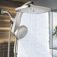 Pommeau de douche carré moderne en laiton poli haute pression avec jets de pluie puissants, ensemble pulvérisateur à main, 10 jets, conception détachable, céramique