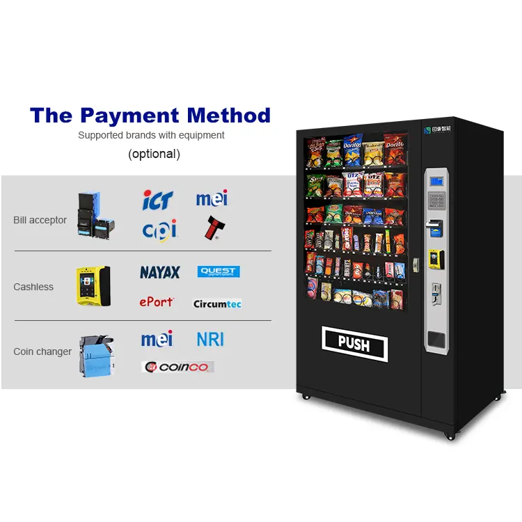 Snack Vending Cashless Beverages Refrigerated Electric Automatic Vending Machines For Retail Items Vending Machines