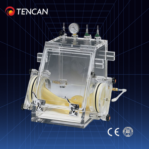 Boîte à gants de laboratoire Tencan OEM/ODM à bon prix, boîte à gants de laboratoire de paillasse en acrylique transparent avec manomètre - Product Image 3
