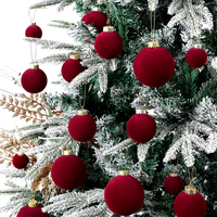 Boules de Noël floquées, lot de 38 pièces, faites à la main, pour suspendre à l'arbre, 4, 6, 8 cm, décoration de Noël pour la maison et le bureau, vente en gros