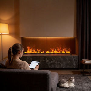 Chimenea de Vapor 3D <span class=keywords><strong>para</strong></span> <span class=keywords><strong>Sala</strong></span> de Estar con Estilo Moderno, Luz Ambiental, Control Remoto / Aplicación <span class=keywords><strong>para</strong></span> Cambiar los Colores de las Llamas - Product Image 1