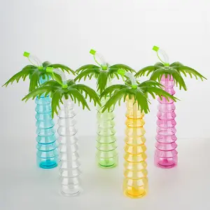 Nieuwe Aankomst Herbruikbare Led Kinderen Verjaardagsfeestje Plastic Lange Led Slush Drankstok Palmboom Tuin Beker Met Deksel Stro